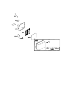 Cover-Air Cleaner Diagram and Parts List for 185400-185499 0412-0599 Briggs and Stratton Engine